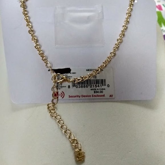 DRAPER JAMES MODERN GOLD/EMERALD GREEN & CLEAR CRYSTAL NECKLACE**NEW! - Picture 4 of 4